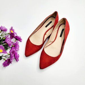 [SOLD]Forever 21 Size 6 Red Ballet Flats Faux Suede
